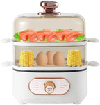 Steamer Pot 8 Modes Fast Heating with Boil Dry Protection Egg Cooker for Hard Boiled Beige