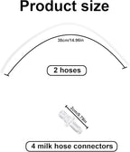 2 Pcs Milk Tubes Hoses with 4 Connectors, 14.96in Silicone Milk Tube Hoses Replacement Pipe Ideal Replacement Accessories Part for Jura HP3 Coffee Machines E6/E8/Z10