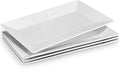 DOWAN 14" Serving Trays, Serving Platters, Ceramic Serving Platters and Trays, Rectangle Plates, Set of 4, for Weddings, Parties, Oven, Microwave, Dishwasher, Heat Resistant, Easy to Clean, White