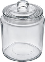 Restaurantware Vetri 0.2 Gallon Glass Storage Jar 1 Dishwashable Glass Cookie Jar - Airtight Seal Wide Opening Clear Glass Candy Jar Knob Handle Lid For Kitchen Laundry Or Storage