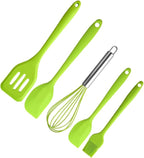 Silicone Baking Utensil Set 5pcs Green Cooking Tools Non-stick Heat Resistant Silicone Cooking Gadgets for Home Baking and Food Preparation