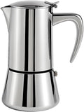 Stainless Steel Stovetop Espresso Maker – Italian Moka Pot, Induction Compatible Espresso Coffee Maker with Safety Valve (6 Cups)