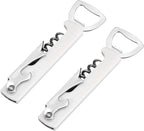uxcell 2 Pcs Wine Opener, Bottle Opener, Durable Stainless Steel Waiter's Corkscrew, Compact All-In-One Home Bar Tool for Bar, Party, Wedding, Home, Travel, White