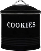 Blue Donuts Vintage Cookie Tin - Airtight Jar Containers, Kitchen Counter, Large Size, Gift Giving