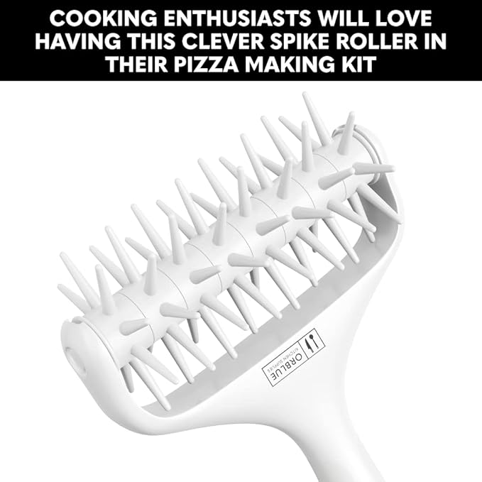 Orblue Pizza Dough Docker, Pastry Roller with Spikes Pizza Docking Tool for Home & Commercial Kitchen - Pizza Making Accessories that Prevent Dough from Blistering Light Gray
