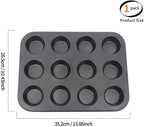 1 Pack black stainless steel muffin pan，muffin pans nonstick 12，cupcake tin，cup cake pans for baking