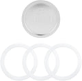 Sivaphe 9 Cup Stovetop Espresso Coffee Maker Replacement Infuser Parts Only for 450ml Aluminum Italian Moka Pot, 1 Filter and 3 Silicone Gasket Seals