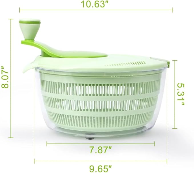 Salad Spinner, Large Vegetable Washer and Dryer with Easy Crank Handle, 3Qt Capacity Lettuce Spinner for Washing, Spinning & Drying Salad Greens, Fruits & Vegetables