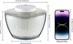 Electric Salad Spinner,4.5L Type-C Rechargeable Lettuce Spinner Automatic Salad Rotator Lettuce Washer and Spinner Dryer for Salad Greens, Lettuce, Fruits and Vegetables (White)
