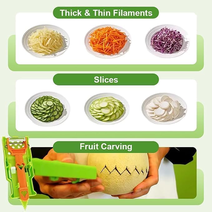 Multifunctional Kitchenware Set,Multifunctional Peeler,A Slicer and a Vegetable Peeler,2025 New Upgrade 2 in 1 Cutter and Julienne Set,Julienne Peeler Vegetable Peeler (Orange)