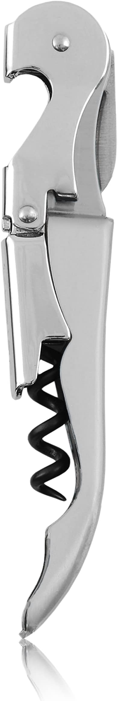 True Truetap Double Hinged Waiter's Corkscrew Wine Opener, Stainless Steel Wine Bottle Opener with Built In Foil Cutter, Home Bar Tools, Bar Cart Accessories, Wedding Gifts, Set of 1, Metallic Silver