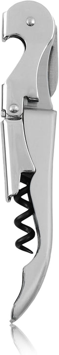 True Truetap Double Hinged Waiter's Corkscrew Wine Opener, Stainless Steel Wine Bottle Opener with Built In Foil Cutter, Home Bar Tools, Bar Cart Accessories, Wedding Gifts, Set of 1, Metallic Silver