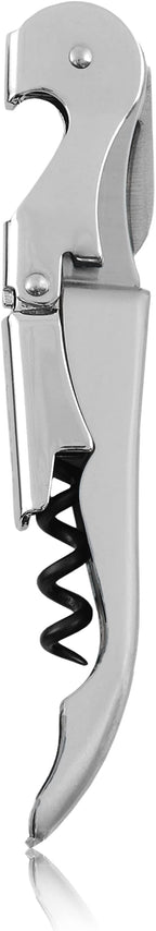 True Truetap Double Hinged Waiter's Corkscrew Wine Opener, Stainless Steel Wine Bottle Opener with Built In Foil Cutter, Home Bar Tools, Bar Cart Accessories, Wedding Gifts, Set of 1, Metallic Silver