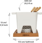Boska Tealight Tapas Fondue Set - Best for Cheese or Chocolate Sauce - Microwave Safe Ceramic Hot Pot Chocolate Fountain Snack - Wedding Registry Items Small Kitchen Appliances