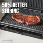 George Foreman Family-Size Grill & Panini Press, Nonstick Ceramic Coating, Fat-Removing Slope, Adjustable Angle, Indoor/Outdoor Use