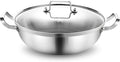 Delarlo Tri-Ply Stainless Steel Hot Pot 14 inch Everyday pan With lid, Everything Pan, Durable Deep Saute Pan, 7QT Induction Cooking Pot,Woks & Stir-Fry Pans Oven Safe Stock Pot