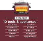 Ninja Foodi PossibleCooker PRO MC1000 8.5Qt Multicooker 8 in 1 Slow Cooker, Dutch Oven, Steam Bake Roast Sear Sauté Bread Maker Warmer, Glass Lid, Oven safe up to 500F, Nonstick (Cherry)