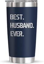 TEEZWONDER Christmas Anniversary Birthday Gifts for Husband from Wife - Stainless Steel Insulated Coffee Tumbler with Lid 20 oz - Anniversary Wedding Gifts for Him Men, Cool Stuff for Men