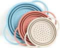 Silicone Colander Set – Collapsible Platinum Silicone Strainer with Stainless Steel Rim, Space-Saving & Heat-Resistant, Dishwasher Safe, BPA-Free by SelectShen™ (3 Pack)