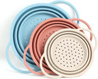 Silicone Colander Set – Collapsible Platinum Silicone Strainer with Stainless Steel Rim, Space-Saving & Heat-Resistant, Dishwasher Safe, BPA-Free by SelectShen™ (3 Pack)