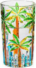 Tropical Summer Drinking Glasses 4 Tall Coconut Tree Design Pool Party Caribbean Beach Theme Colorful Tiki Bar Margarita Mix Drink Mojito Martini Pool Party Cup Palm Trees Engraved Whiskey Sour Glass