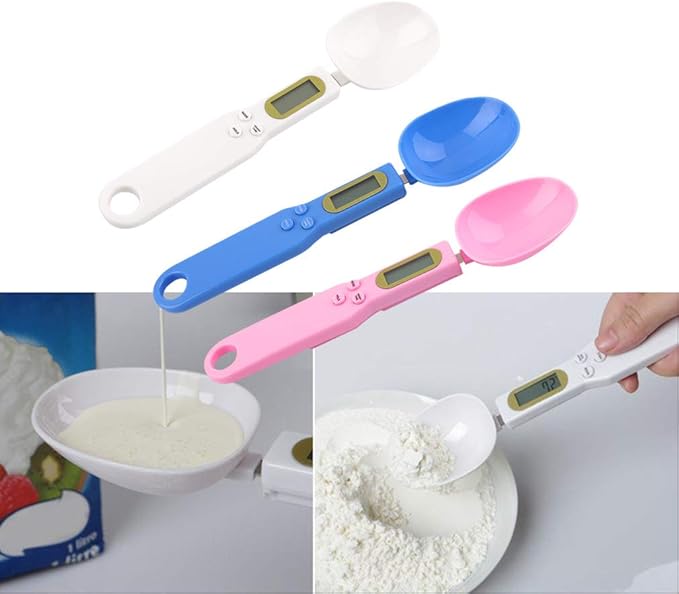 Meichoon Food Scale Spoon, Portable Kitchen Scale High Precision Steelyard for Home 1.1lb/500g(0.1g) Accurate Electronic LCD Digital Measuring Weighing Tools Kitchen Accessories C52 Blue