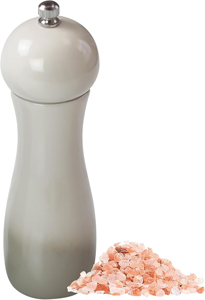 SHIKORI Manual Wooden Salt and Pepper Mills Shakers, 6.5 inch Salt and Pepper Grinders,Ceramic Rotor with Strong Adjustable Coarseness-Beige