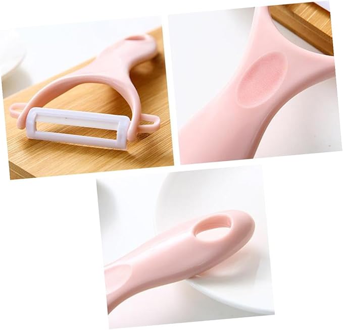 SEWACC 8pcs Multifunctional Vegetable Fruit Peeler and Potato Grater Set, Kitchen Peeling Tool Blue and Pink Handles, Home Cooking Gadget for Carrot and Cucumber Preparation