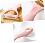SEWACC 8pcs Multifunctional Vegetable Fruit Peeler and Potato Grater Set, Kitchen Peeling Tool Blue and Pink Handles, Home Cooking Gadget for Carrot and Cucumber Preparation