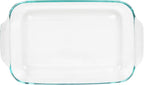 Pyrex Basics 2 Quart Glass Oblong Baking Dish, Clear 11.1 in. x 7.1 in. x 1.7 in.