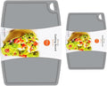 Liflicon Thick Silicone Cutting Boards for Kitchen Silicone Chopping Boards/Mats Set of 2 Extra Large14.6''x10.43'', Mini 9.1”x7.1” Non-slip Deep Drip Juice Groove, Dishwasher Safe-Gray