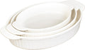 Glad Baking Dish Set, 3pc - Oval Stoneware Casserole Dishes for Oven and Microwave - Nesting Bakeware Set with Handles (11.5'', 10'', and 8.5''), Dishwasher Safe