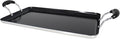 IMUSA 19x12in Aluminum Black Ceramic Double Burner Griddle with Cool-Touch Handles, Nonstick Flat Grill Pan for Pancakes, Eggs, Bacon, and More, Black