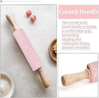 Silicone Rolling Pin for Baking,15Inch Pastry Dough Roller with Wooden Handle,Non Stick Surface Rolling Pin for Dough Cookie Pastry Tapered Dumpling Baking Supplies Kitchen Accessories