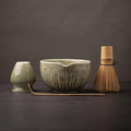 TANG PIN Matcha Set - Match Bowl and Whisk, 15 OZ, Matcha Scoop | Matcha Whisk Stand (Chasen Holder) - 5pc Perfect Matcha Kit for Matcha Tea Ceremony (Mottled Green)