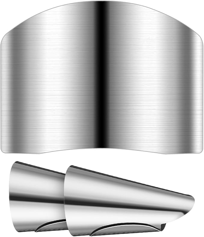 SEWACC 3pcs Finger Guards for Cutting Food Stainless Steel Finger Protectors for Kitchen Cutting Tools Vegetable Cutting