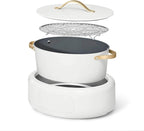 10-in-1 Electric Multi-Cooker by Drew Barrymore, 6-quart, digital display, 10 cooking functions, non-stick pot, easy one-touch control (White Icing)