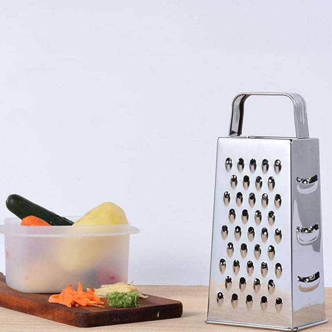 Hemoton Stainless Steel Kitchen Grater Multi-Use Vegetable Cutter and Cheese Shredder with Non-Slip Handle 7.99X3.58X2.59 Inch for Fruits Ginger and Potato Preparation
