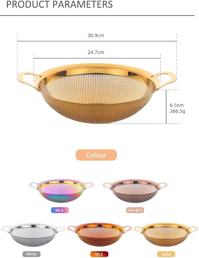 Stainless Steel Colander With Handle and Legs Drain Basket for Pasta, Spaghetti, Berry, Veggies, Fruits, Noodles, Salads, Fruit Colander Strainer Metal Rice Sieve Kitchen Utensils-Red