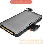 Electric Griddle 12x22 Inch with Backsplash, Nonstick Cooking Surface, Adjustable Temperature Control (Black Sesame)