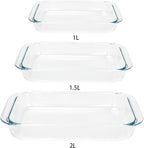Basics Tempered Glass Oblong Baking Dishes Bundle- 1 Quart, 1.5-Qt and 2-Qt, 3 Pcs Set