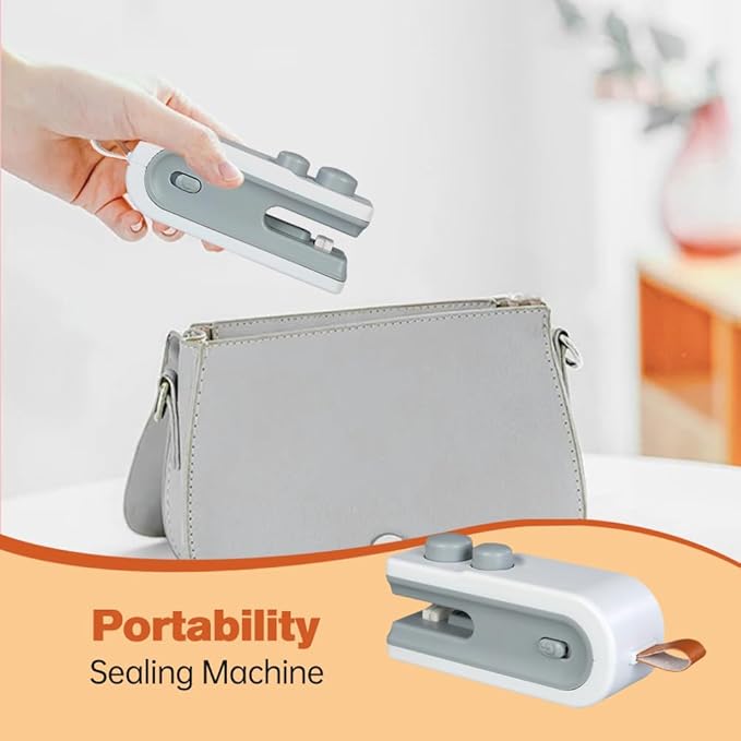 Mini Bag Sealer, 2026 New 2 in 1 Magnetic Food Sealer, USB Rechargeable Chip Bag Sealer Heat Seal Tool, Portable Handheld Snack Sealer Bag Sealing Machine for Snacks and Vegetables (Black+White)