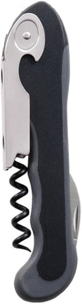 True Grippy Soft Touch Waiters Corkscrew Wine Opener with Foil Cutter, No-Slip Handle Wine Key, Cork Bottle Opener, Home Bar Tools, Black