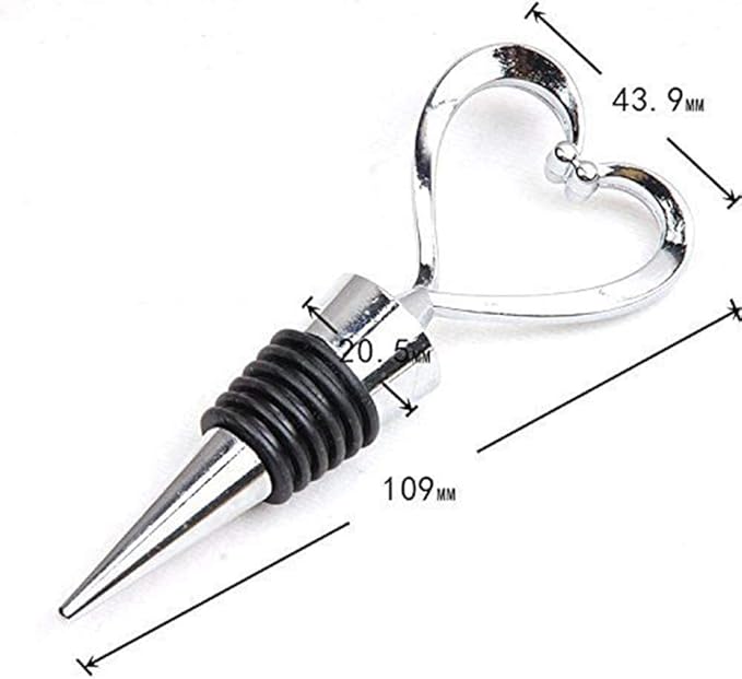 Pack of 5 Heart Shape Stainless Steel Bottle Stopper Love Design Wine Beverage Bottle Stopper Bar Wine Tool