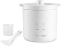 olayks Mini Rice Cooker, Small Electric Cooker 2 Cup Uncooked with 4 Cooking Functions, Ceramic Rice Cooker with 24 Hour Preset, Heat Preservation, Anti Scald Carry Handle