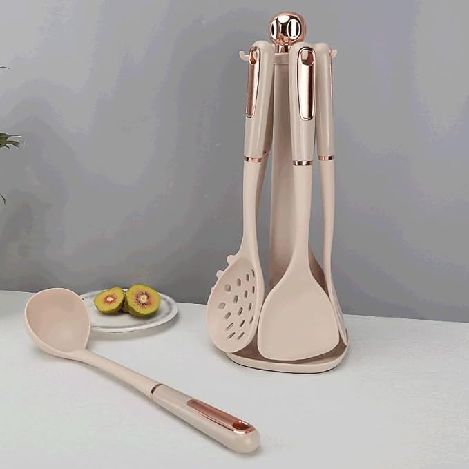 Kitchen Cookware Silicone Non-stick Cooking Tool Spatula Ladle Shovel Soup Utensils Set(E)