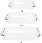 2 Pack 1-Quart Tempered Glass Oblong Baking Dishes, Personal Sized Bakeware and Cookware