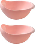 2-in-1 Rice Colander, Vegetable and Fruit Cleaning Filter Basket, 2Piece Sturdy and Easy-To-Use Food Grade Kitchen Tool Accessories (Pink, Small)
