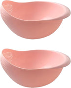 2-in-1 Rice Colander, Vegetable and Fruit Cleaning Filter Basket, 2Piece Sturdy and Easy-To-Use Food Grade Kitchen Tool Accessories (Pink, Small)