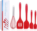 NatureMan 5 Pieces Non-Stick Food Silicone Kitchenware Utensils- Kids Cooking Sets - for Cooking Baking Mixing, Stirring-Ergonomic Dishwasher Safe（Red）